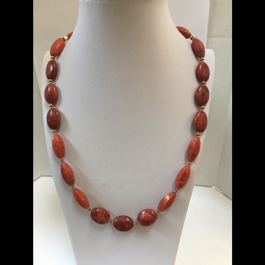Oval And Elongated Coral & Gold Filled Spacers